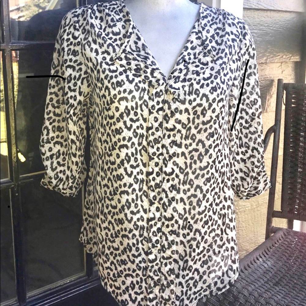 Lady’s White and Black Leopard Print Blouse